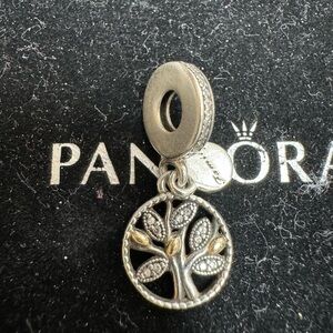 Authentic Pandora Silver and Gold Family Charm dangle